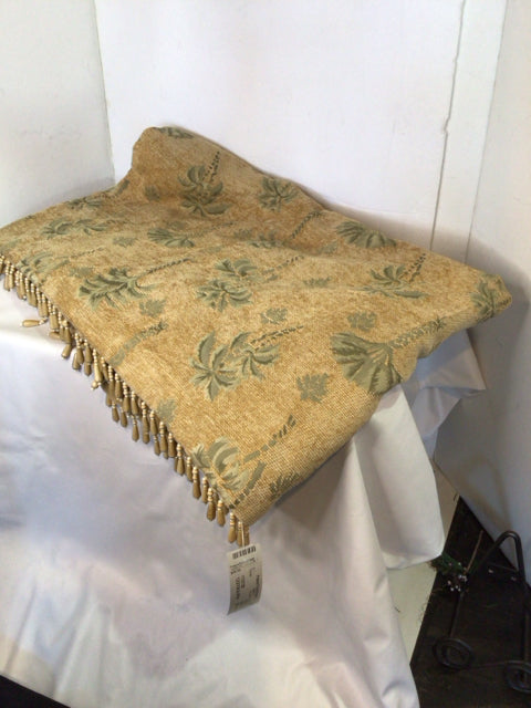 Tan/green Polyester Palm Tree Beaded Throw