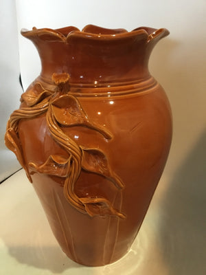 Vietri As Is Brown Ceramic Vine Vase