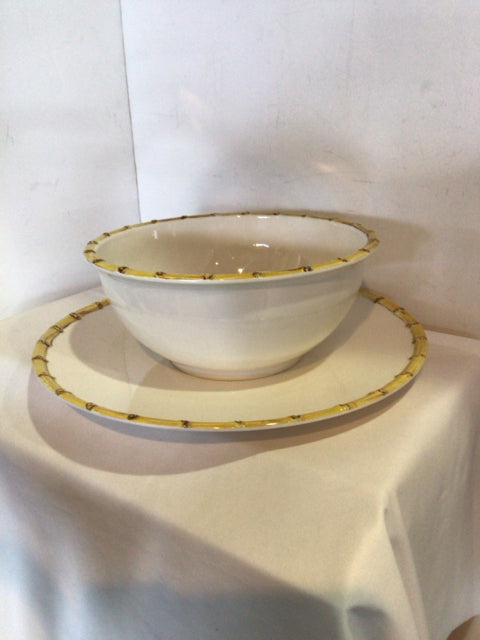 White/Yellow Melamine Dish Set