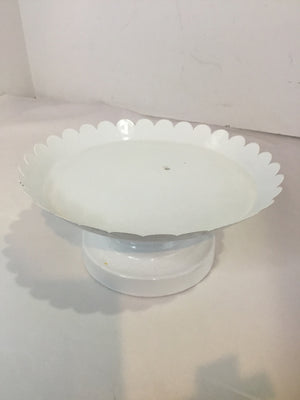 White Metal Scalloped Cake Plate/Stand