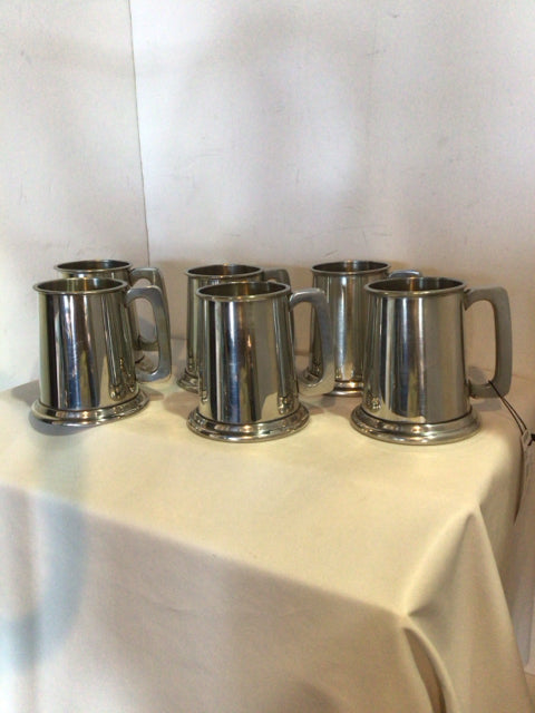 Beer Silver Pewter Set of 6 Mug Set