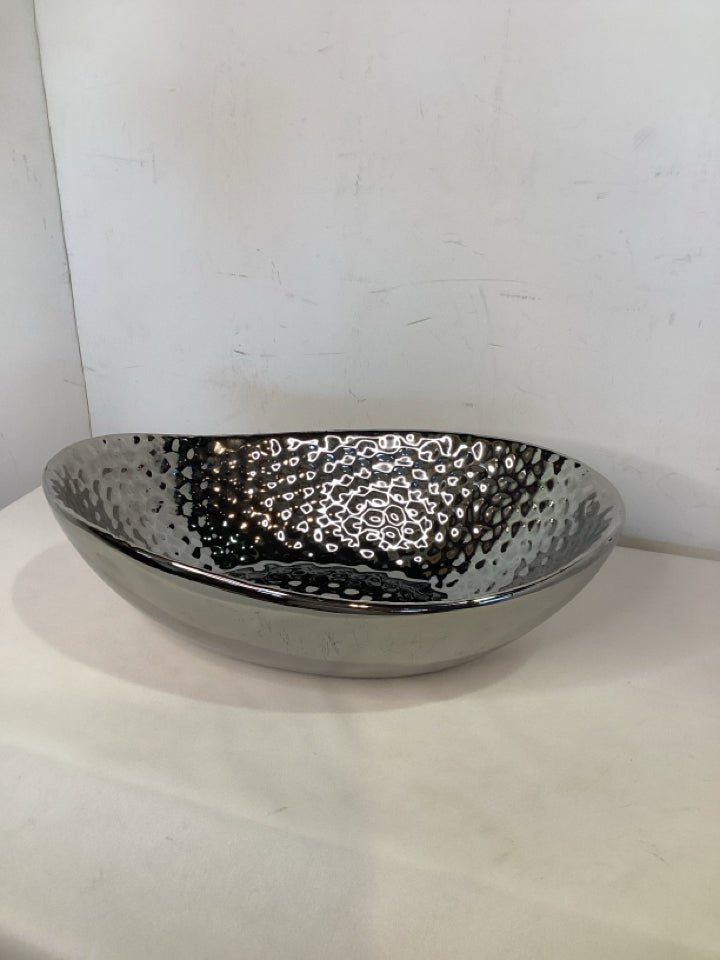 Home Trends Silver Ceramic Bowl