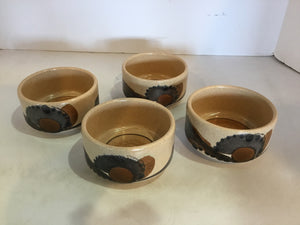 Tan/Brown Ceramic Set of 4 Bowl Set