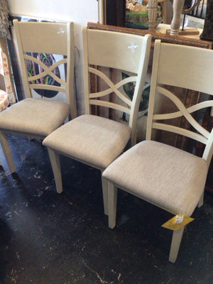 X Back Wood Set of 3 White/Gray Chair Set