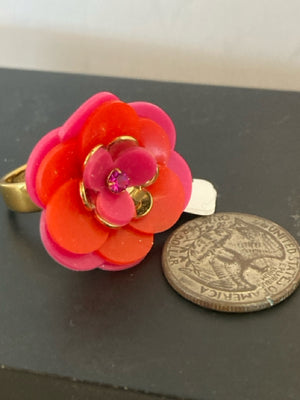 Kate Spade Magenta Flower Crystal Ring