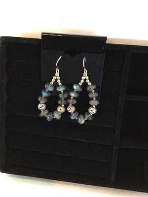 Green/Silver Beads Earrings
