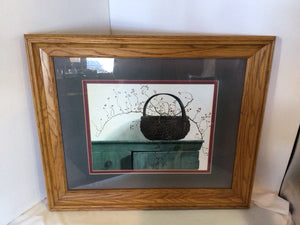 Green/White Basket Framed Art