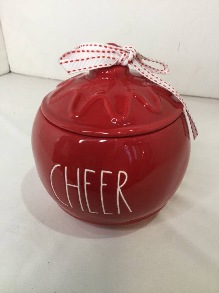 Rae Dunn Bowl Red Ceramic Cheers Holiday Item