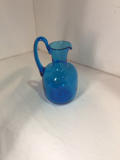 Vintage Blue Glass Pitcher