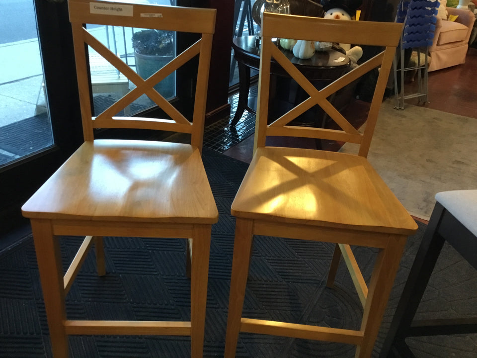 Pair Wood Bar Light Wood Barstool/Bar Stool