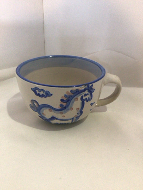 M.A. Hadley Gray/Blue Ceramic Cup
