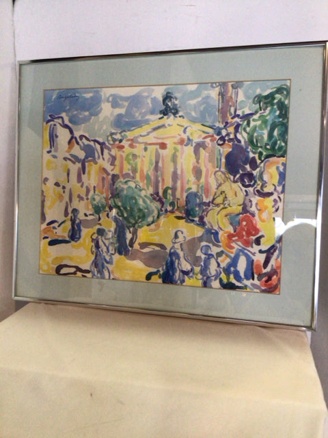 Signed Multi-Color Water Color Landscape Framed Art