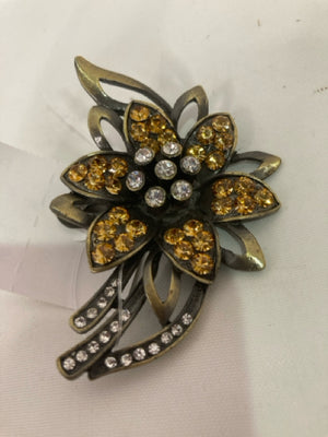 VITA Silver/Gold Flower Cubic Zirconia Pin