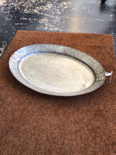 Gray Galvanized Steel Oval Tray