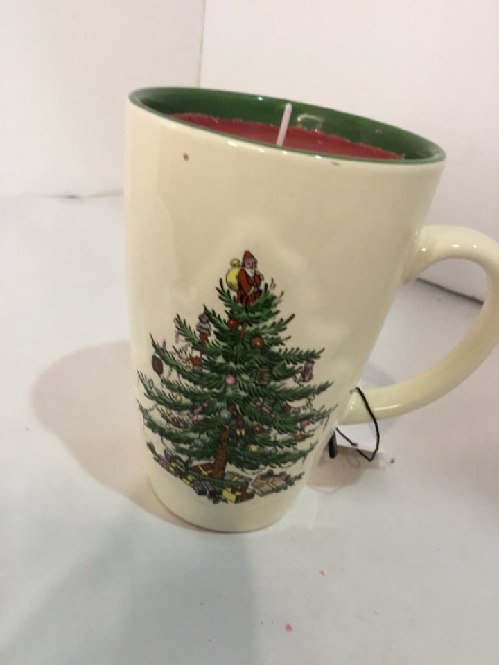 Christmas Red/Green Ceramic Mug Candle Holiday Item