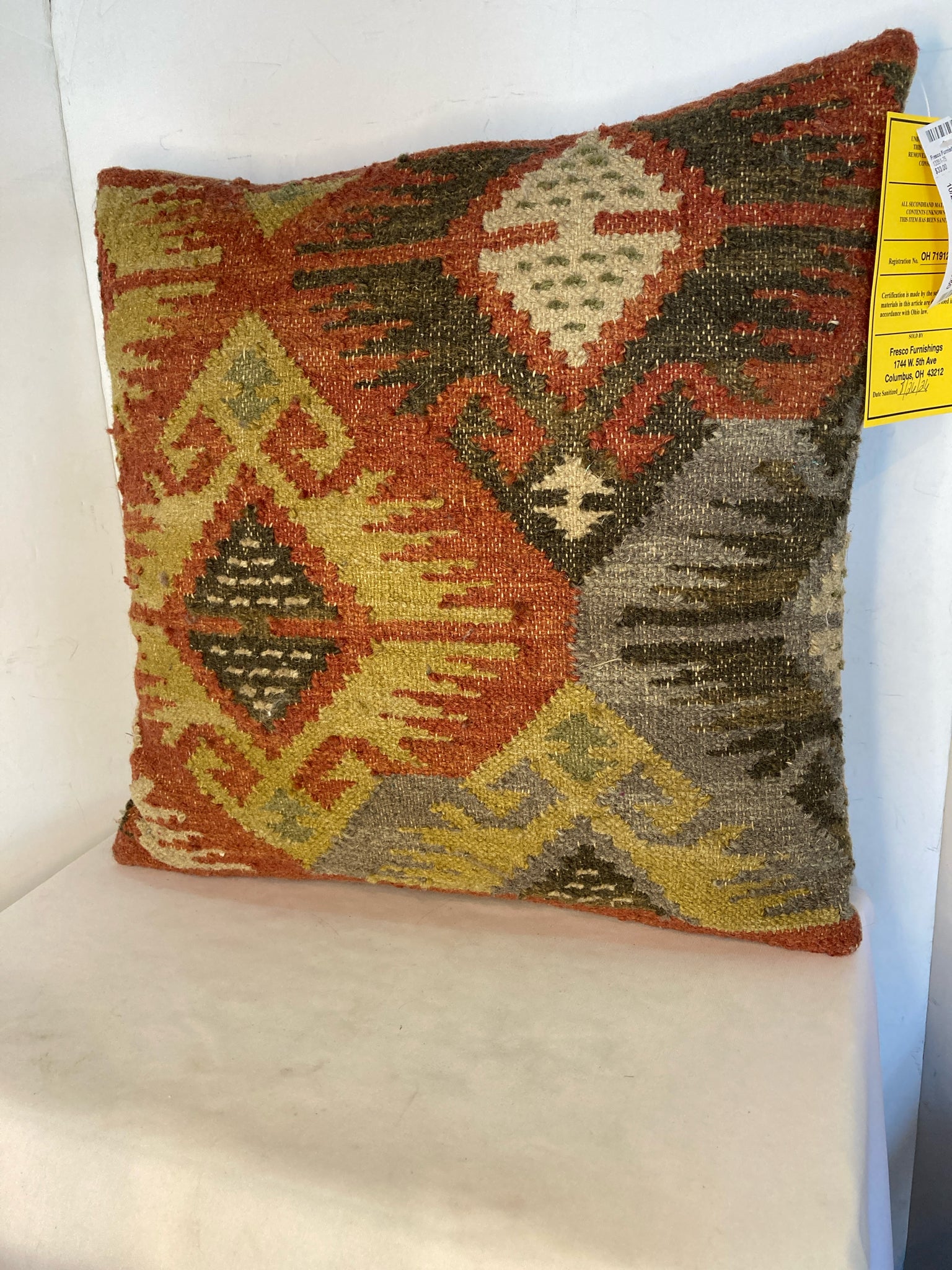 Brown/Red Wool Kilim Pillow