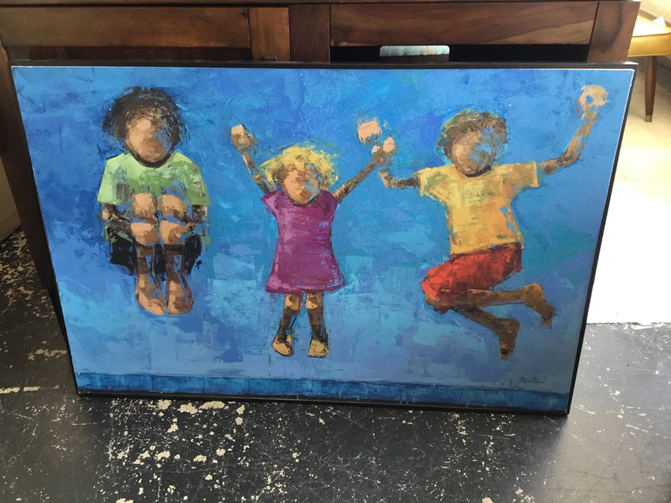 Whimsical Blue/Multi Children Framed Art