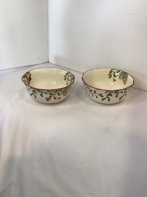 Better Homes Christmas Ceramic Bowl Set of 2 Holiday Item