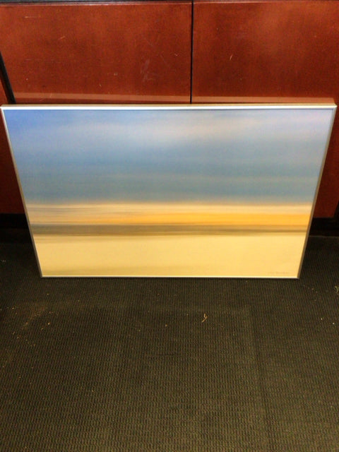Blue/Tan Ocean Scape Signed Framed Art