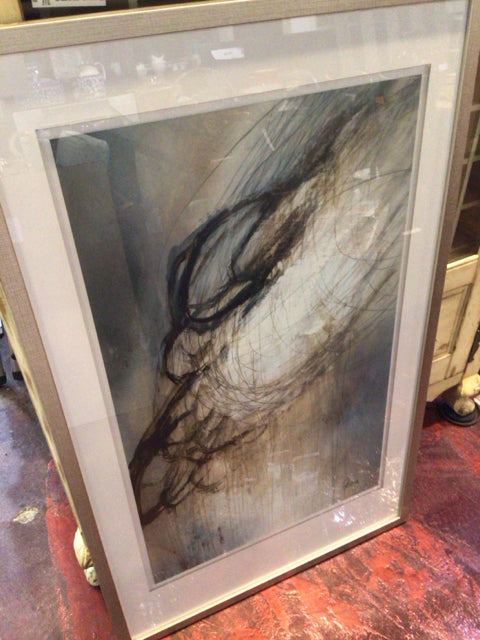 Modern Blue/Gray Circles Framed Art