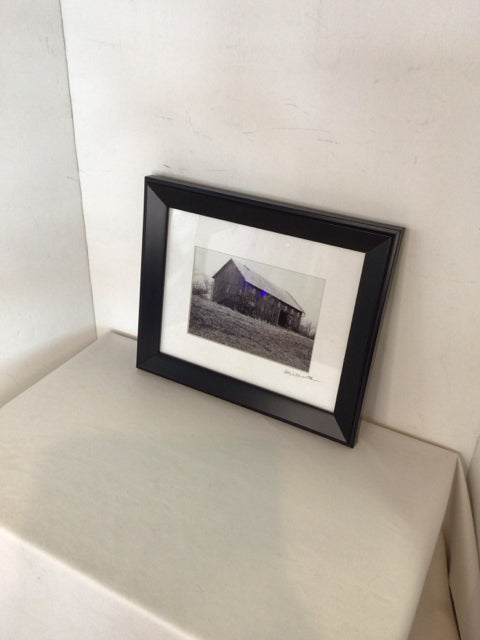 Signed Black/White Photo Barn Framed Art