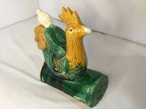 Oriental Green Ceramic Man Sancai Glaze Statue