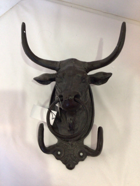 Iron Bull Black Wall Hook