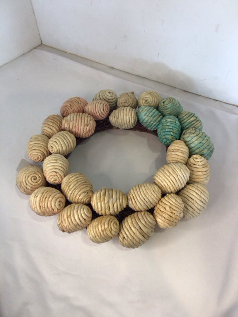 Easter Multi-Color Cornhusks Eggs Wreath