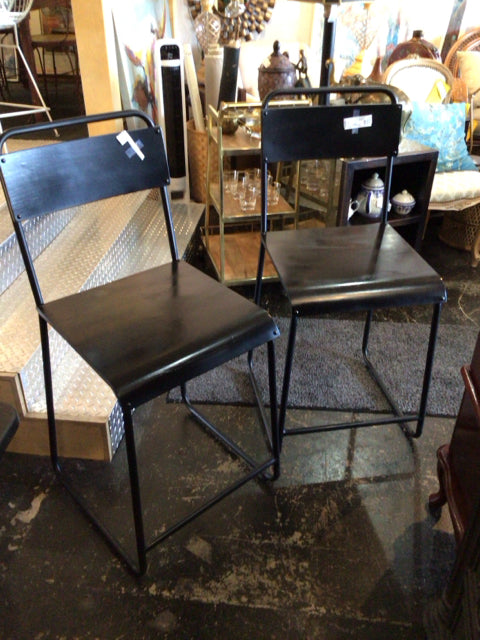 Pair Wood Black Barstool/Bar Stool