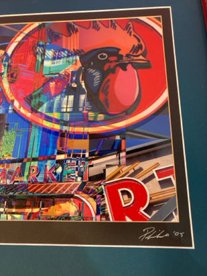 Signed Red/Multi Columbus Framed Art