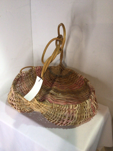 Tan/Pink Wicker Basket