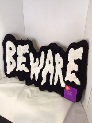 Halloween Grass Words Outdoor/Outside Black/White Rug
