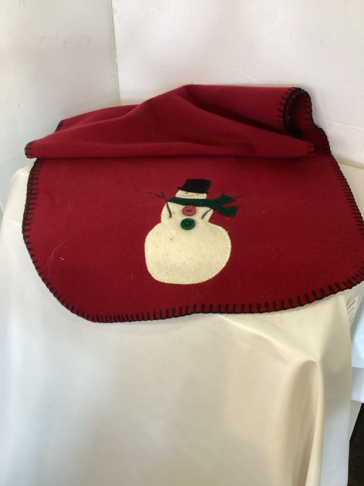Christmas Red/Black Felt Table runner Snowman Holiday Item