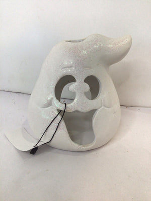 Halloween White Ceramic Candle Holder Ghost Holiday Item