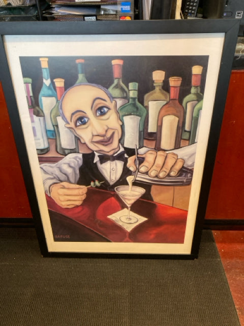 Print Multi-Color Bartender Cocktail Framed Art