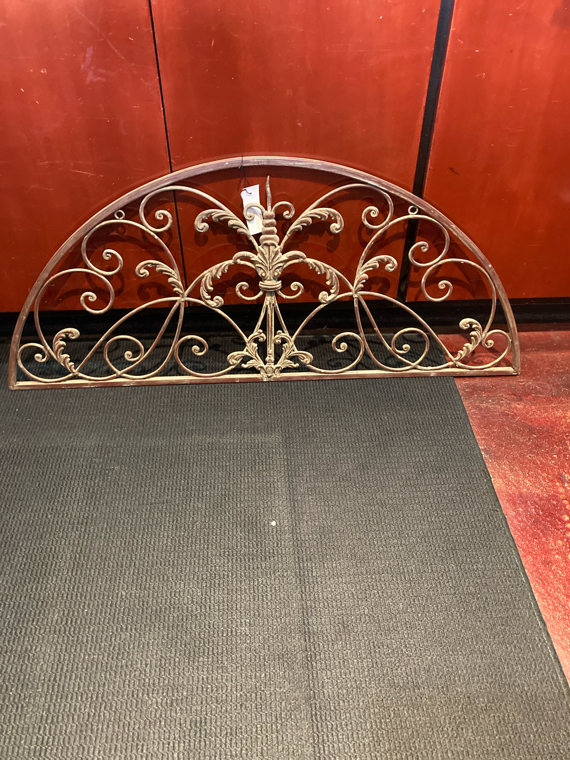 Geometric Wrought Iron Scroll Arch Brown Wall Decoration Art