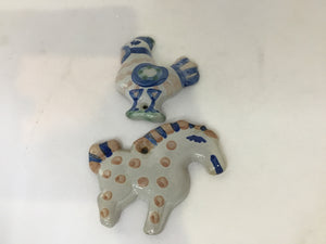 M.A. Hadley Pail Ceramic Animal Gray/blue Wall Decoration Art