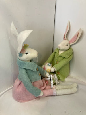 Easter Pink/Green Felt Bunnies Stuffed Animal