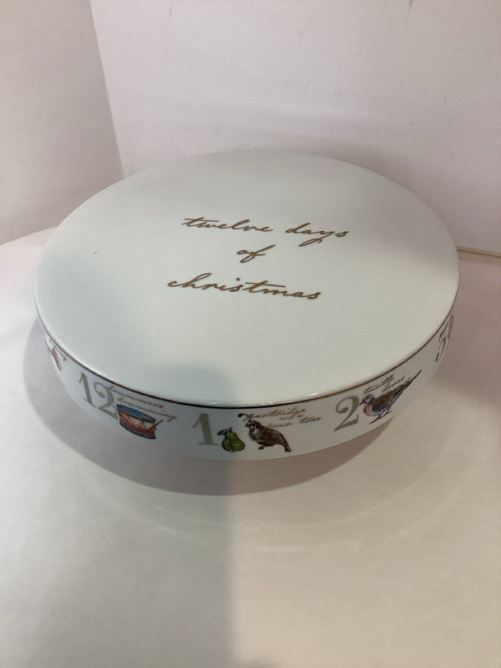 Better Homes Cake Plate White 12  Days of Xmas Holiday Item