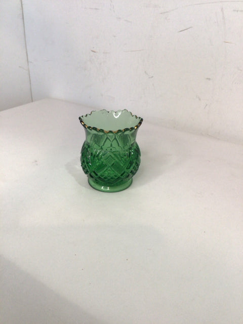 Vintage Votive Green Glass Candle Holder