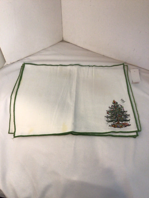 Spode Christmas White/Green Linen Set of 4 Placemats