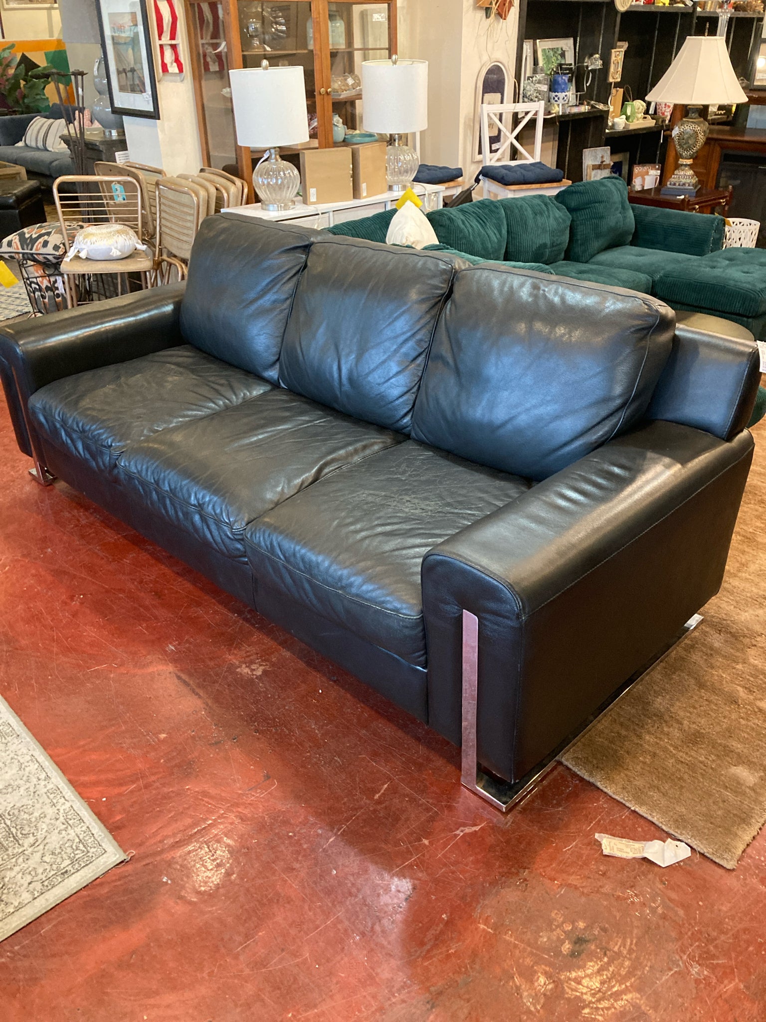 Modern Leather AS IS Black Sofa/Couch