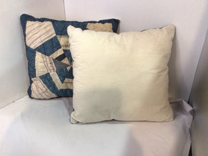 Blue/White Cotton Patchwork Quilted Pair Pillow Set