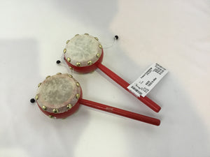 Vintage Pair Red/White Wood Hand Held Drum