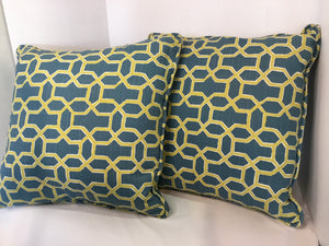 Pair Aqua/Green Cotton Pillow Set