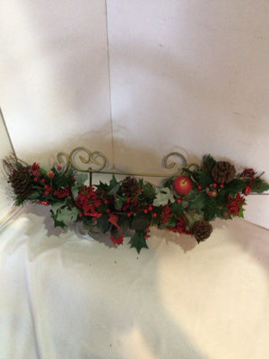 Wall Decoration Red/Green Poinsettia Pinecone Holiday Item