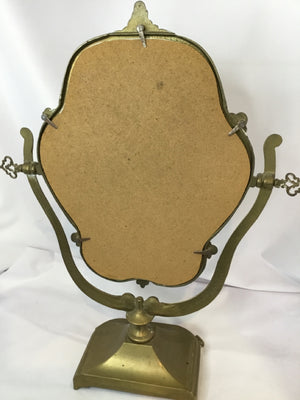 Vintage Gold Metal Table Top Mirror