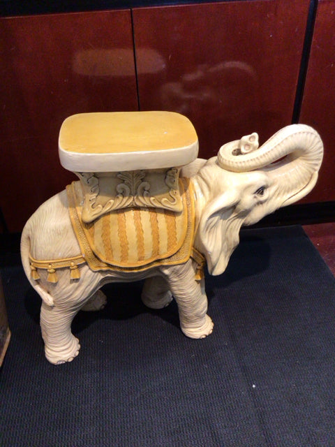 Vintage Ceramic Elephant Yellow Stool/Foot Stool/Ottoman
