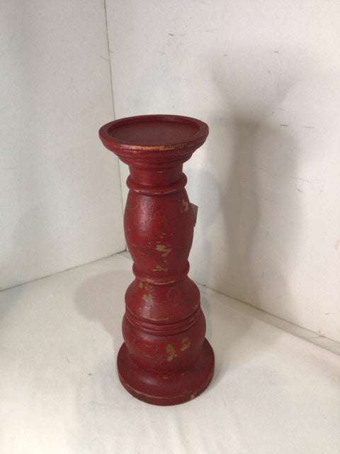 Rustic Red Wood Candle Holder