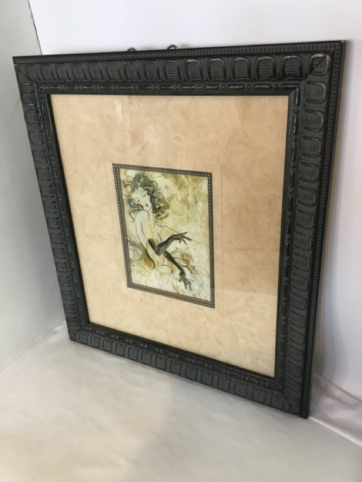 Print Yellow Woman Gloves Framed Art